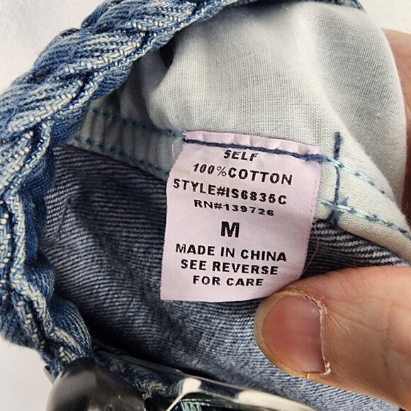 Honey Punch Button Up‎ Braided Waistband Denim Skirt M - Picture 8 of 8